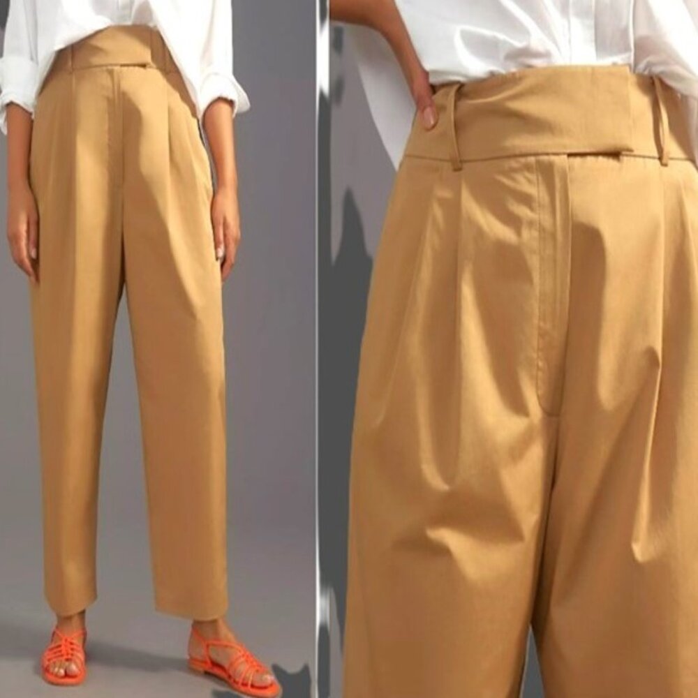 Anthropologie Exquise Barrel-Leg Chino Pants Cedar Size XL